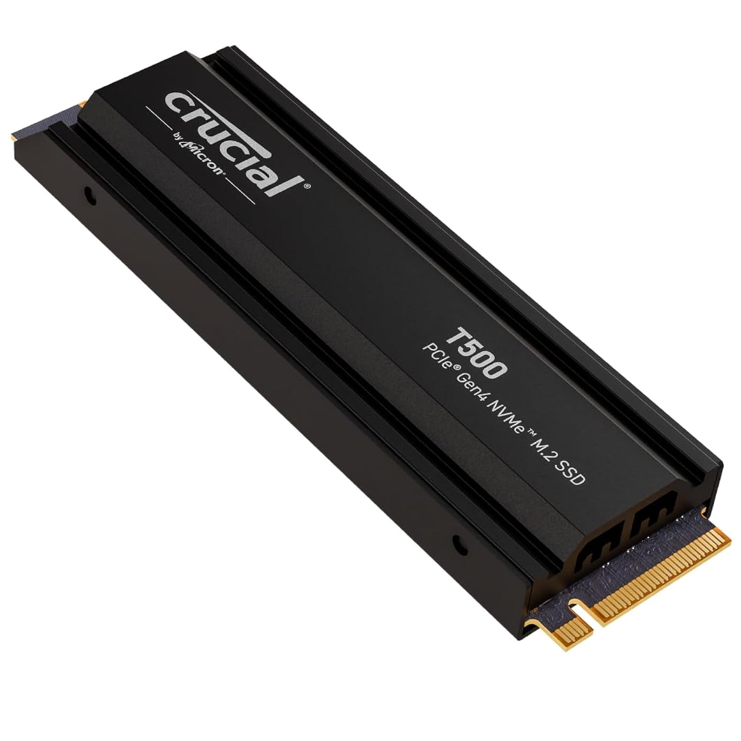 Crucial T500 PCIE GEN4 NVME M.2 HEATSINK. Speed up to 7,400MB/s, Load games 16% faster Crucial T500 PCIE GEN4 NVME M.2 HEATSINK. Speed up to 7,400MB/s, Load games 16% faster